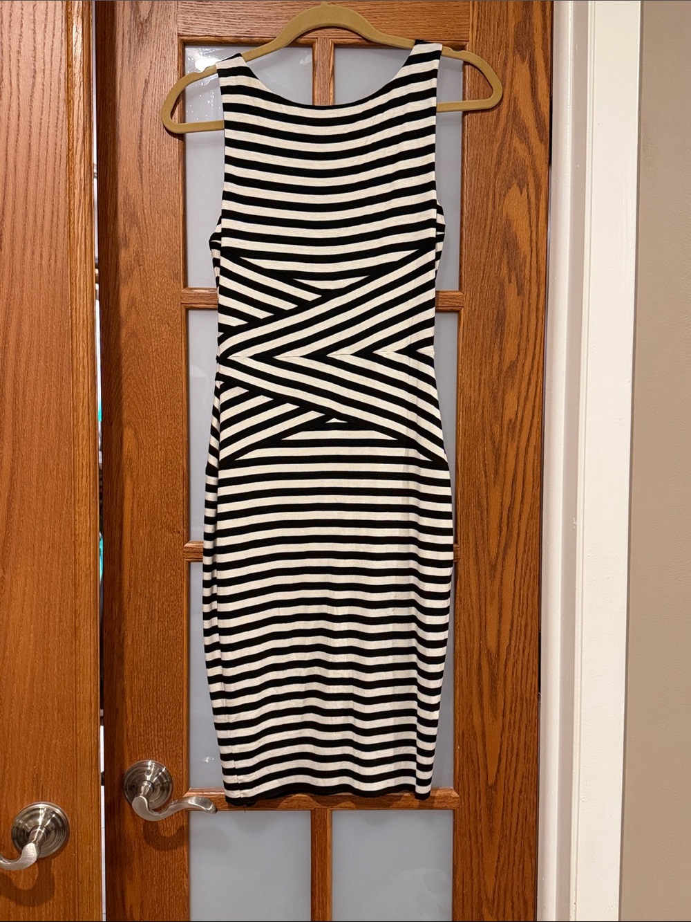 Bailey 44 Black and White Striped Sleeveless Sheath Dress